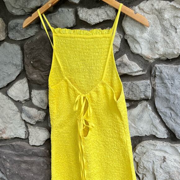 NEW Size Medium Free People Free-Est Iyla Smocked Mini Dress in Blazing Yellow - Picture 7 of 9